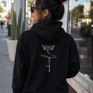 Sleek Black Hoodie 'Jesus' Crown Modern Streetwear