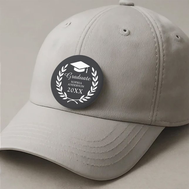 Sleek Black Laurel Wreath Emblem Graduation Pride 3 Cm Round Badge (Creator Uploaded)