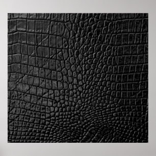 Sleek Black: Leather Texture Elegance Poster