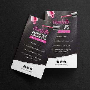 Sleek Black Metallic Nail Artist Nail Technician Business Card