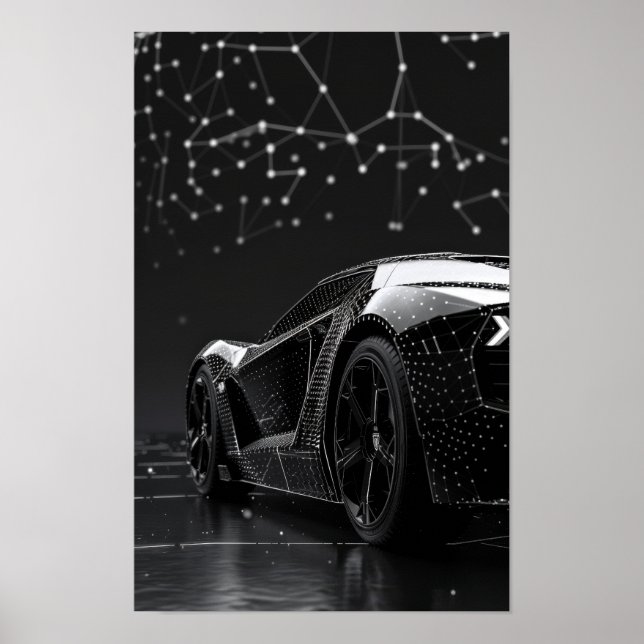Sleek Black Modern Cars Protected by Graphene Poster (Front)