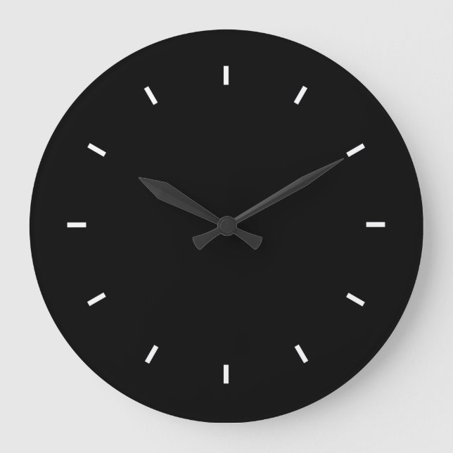 Sleek Black Modern Dark Colour Bold Stylish Chic Large Clock (Front)