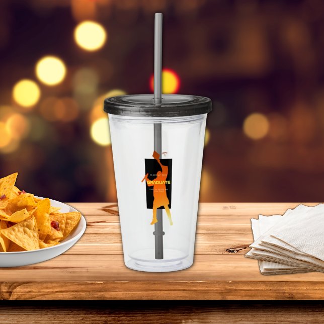 Sleek Black Modern Tech Graduation Acrylic Tumbler (Creator Uploaded)
