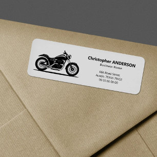 Sleek Black Motorcycle Return Address Label