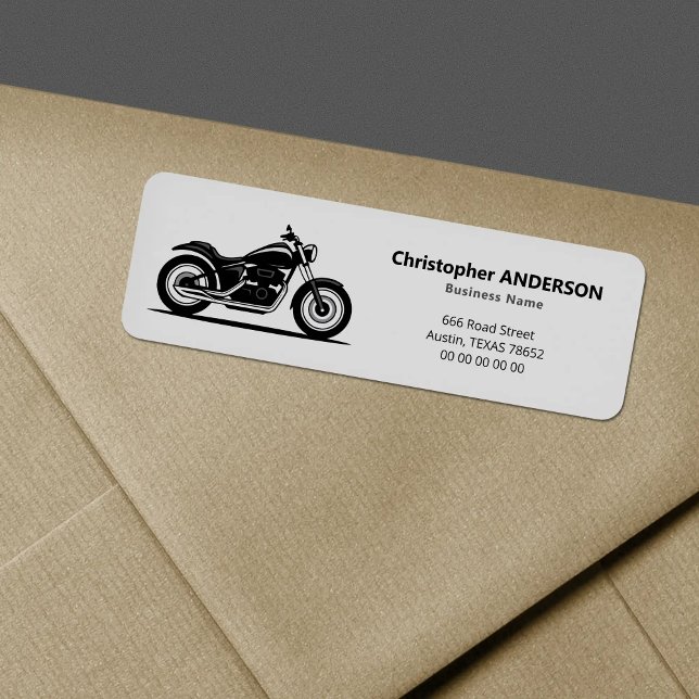 Sleek Black Motorcycle Return Address Label (Sleek Black Motorcycle Return Address Label)