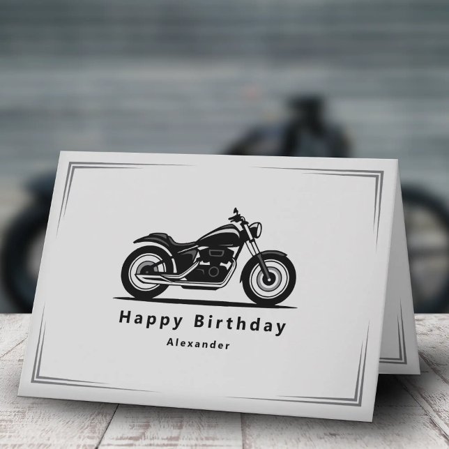 Sleek Black Motorcycle Silhouette Birthday Card (Sleek Black Motorcycle Silhouette Birthday Card)