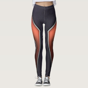 Sleek Black & Orange Gradient Line Print Yoga Leggings
