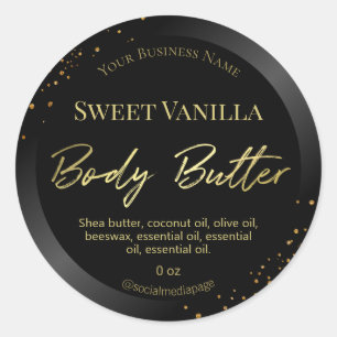 Sleek Black Paint Dots Body Butter Label