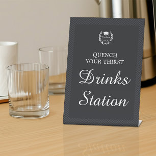 Sleek Black Personalised Drink Station Graduation  Pedestal Sign