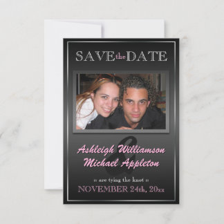 Sleek Black Photo Save the Date Announcements