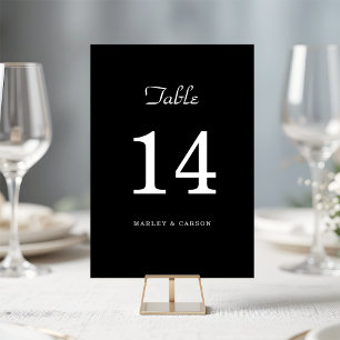Sleek Black Simple Minimalist Wedding Table Number