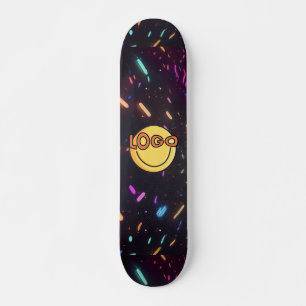 Sleek Black with Neon Sprinkles Rave Party Vibes Skateboard