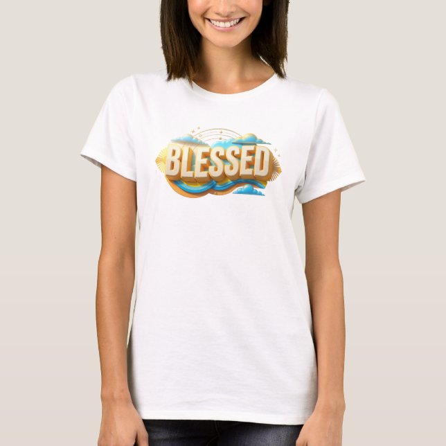 Sleek BLESSED Creative Print T-Shirt (Front)