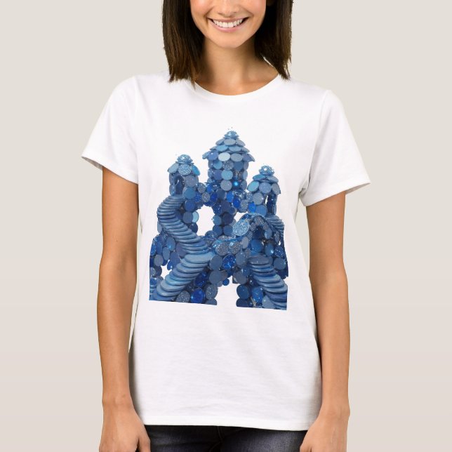 Sleek Blue BLUE CASTLE Graphic Design T-Shirt (Front)