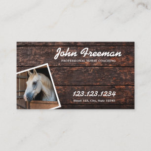 Sleek Brown and White Horse Photo Script Equine Business Card