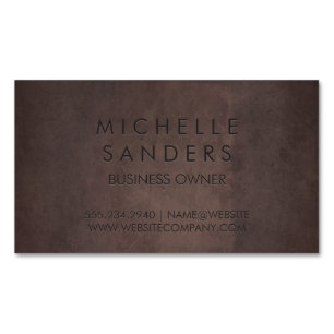 Sleek Brown Texture   Simple Background Magnetic Business Card