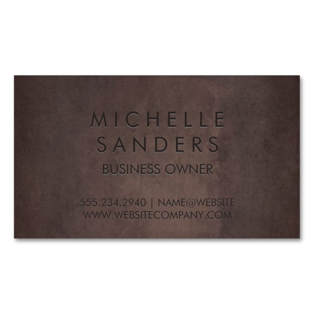 Sleek Brown Texture | Simple Background Magnetic Business Card (Front)