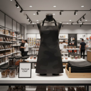 Sleek Camo Deep Black Dark Charcoal Tones Modern Apron