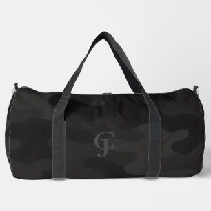 Sleek Camo Deep Black Dark Charcoal Tones Modern Duffle Bag