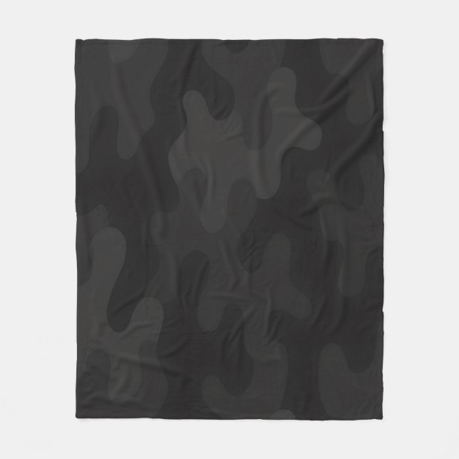 Sleek Camo Deep Black Dark Charcoal Tones Modern  Fleece Blanket (Front)