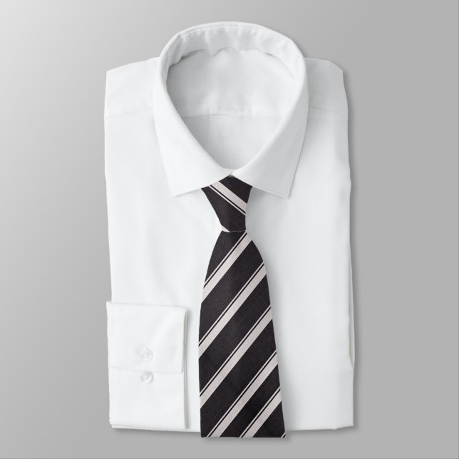 Sleek Charcoal Gray & Silver Diagonal Striped  Tie (Tied)