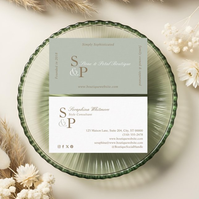 Sleek Chic Minimal Elegant Boutique Monogram Logo Business Card (Sleek Chic Minimal Elegant Boutique Monogram Logo Business Card)