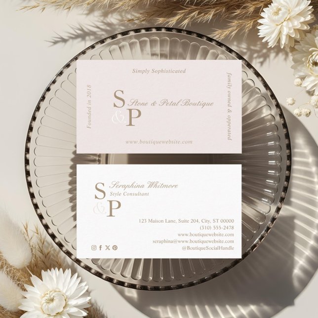 Sleek Chic Minimal Elegant Boutique Monogram Logo Business Card (Sleek Chic Minimal Elegant Boutique Monogram Logo Business Card)