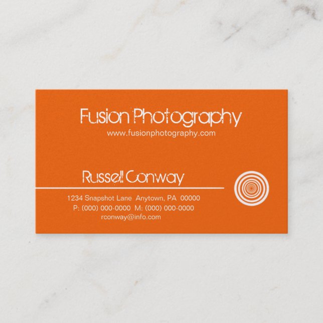 Sleek Circle Business Card, Orange Card (Front)