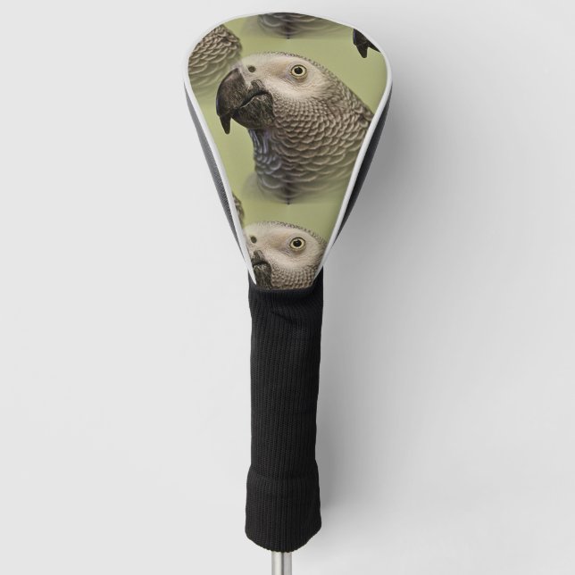 Sleek Congo African Grey Parrot Golf Head Cover (Front)