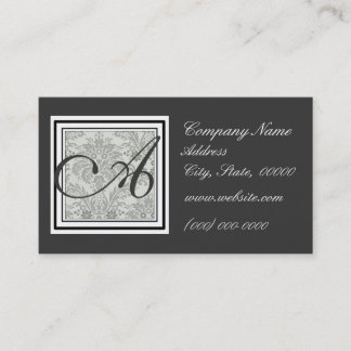 Sleek damask design monogram business card