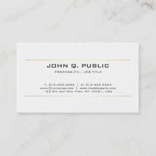 Sleek Design Gold Stripes Modern White Elegant Business Card