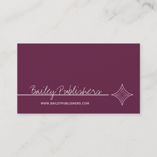 Sleek Diamond Business Card, Eggplant Card (Front)