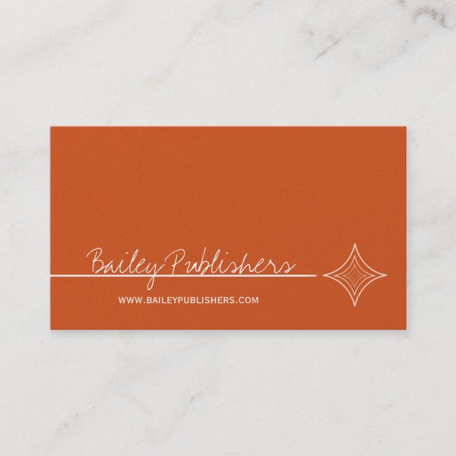 Sleek Diamond Business Card, Orange Card (Front)