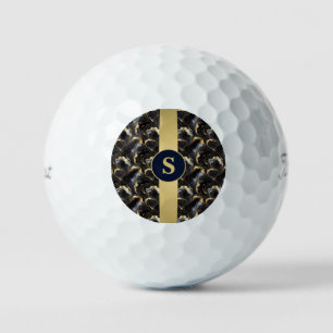Sleek Elegance Black and Gold Marble Golf Balls