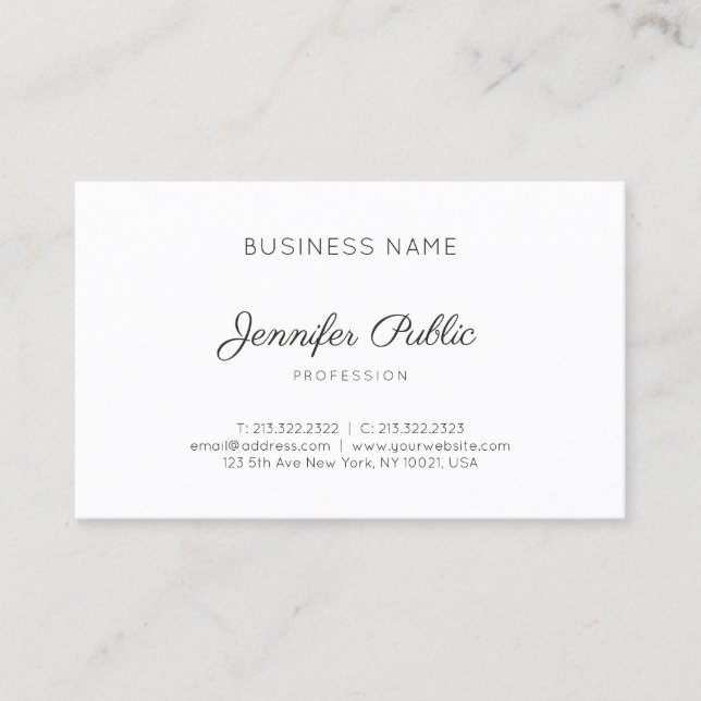 Sleek Elegant Design Modern Professional Plain Business Card (Front)