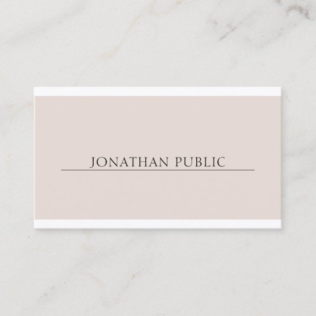 Sleek Elegant Design Trendy Beige Brown Plain Chic Business Card (Front)
