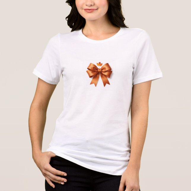 Sleek Fall Geometric Luxury Bow with Stylised Mapl Tri-Blend Shirt (Front)