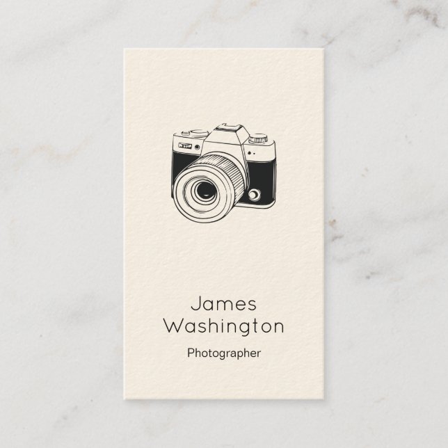 Sleek Flat Style Photography Business Card (Front)