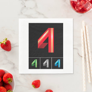 Sleek Geometric Number 4 Modern Typography Napkin