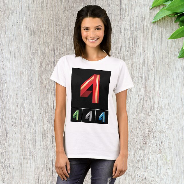 Sleek Geometric Number 4 Modern Typography T-Shirt (Creator Uploaded)