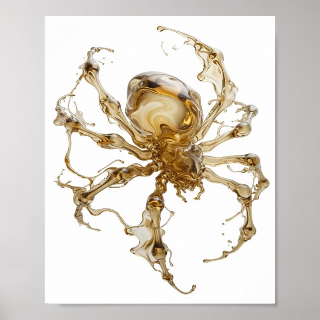Sleek Gold ABSTRACT ART Design Poster (Front)