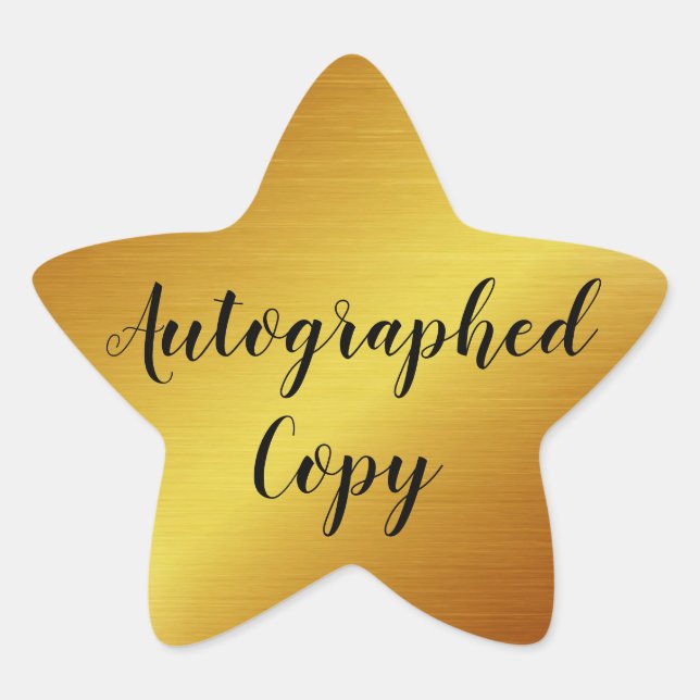 Sleek Gold Autographed Copy Author Writer Star Sticker (Front)