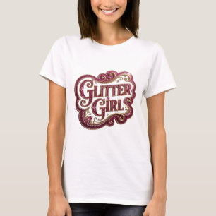Sleek Gold GLITTER GIRLS Modern Design T-Shirt
