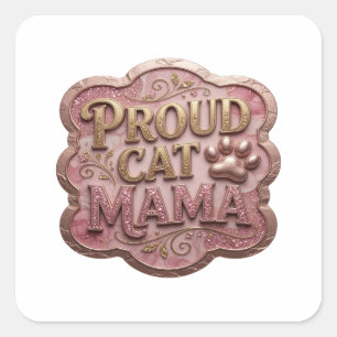 Sleek Gold PROUD CAT MAMA Gift Sticker