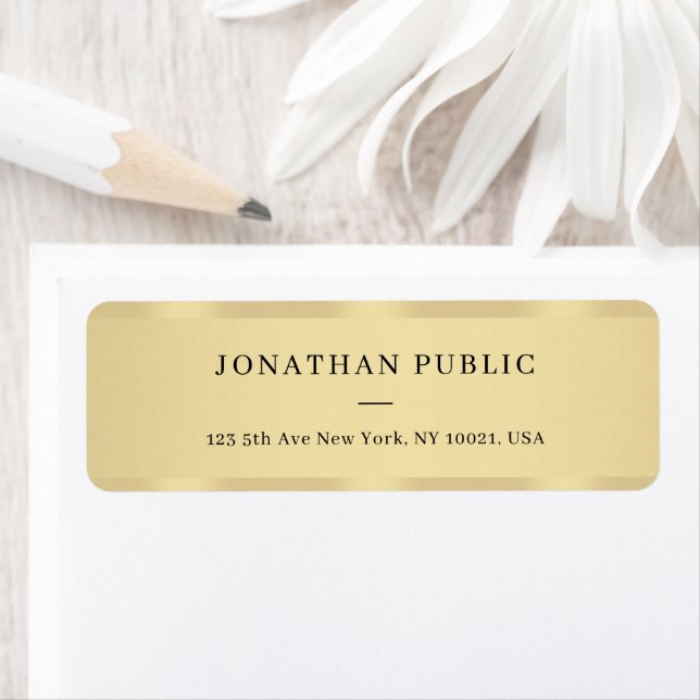 Sleek Gold Simple Template Luxury Return Address (Insitu)