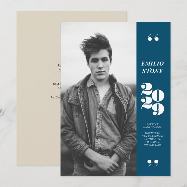 Sleek Grad Graduation Invitation (Front/Back)