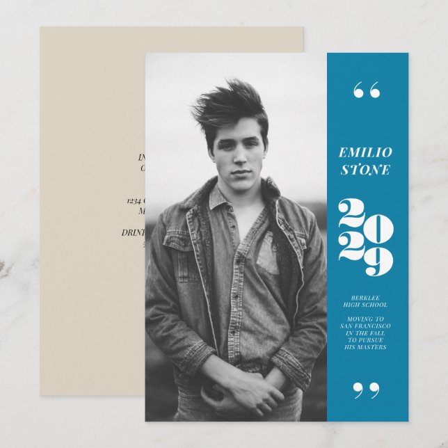 Sleek Grad Graduation Invitation (Front/Back)