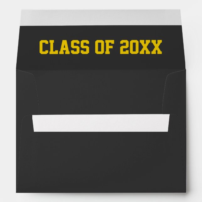 Sleek Graphite & Gold Typography Graduation  Envelope (Back (Bottom))