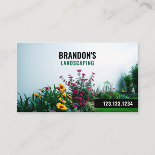 Sleek Green Flower Bed Garden Landscaping Business Card
