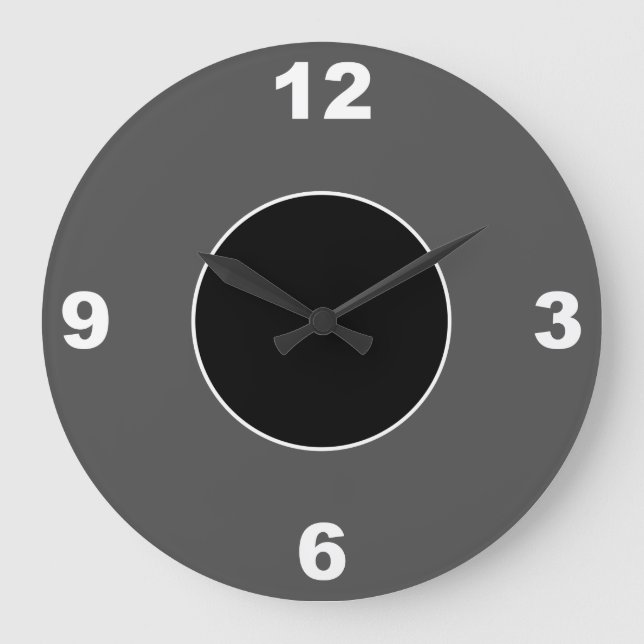 Sleek Grey and Black White Numbers Wall Clock (Front)